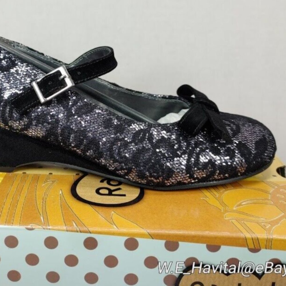 Rachel Shoes® Black & Silver Bella™ Mary Jane - Big Girls Size US 5 - Picture 4 of 16